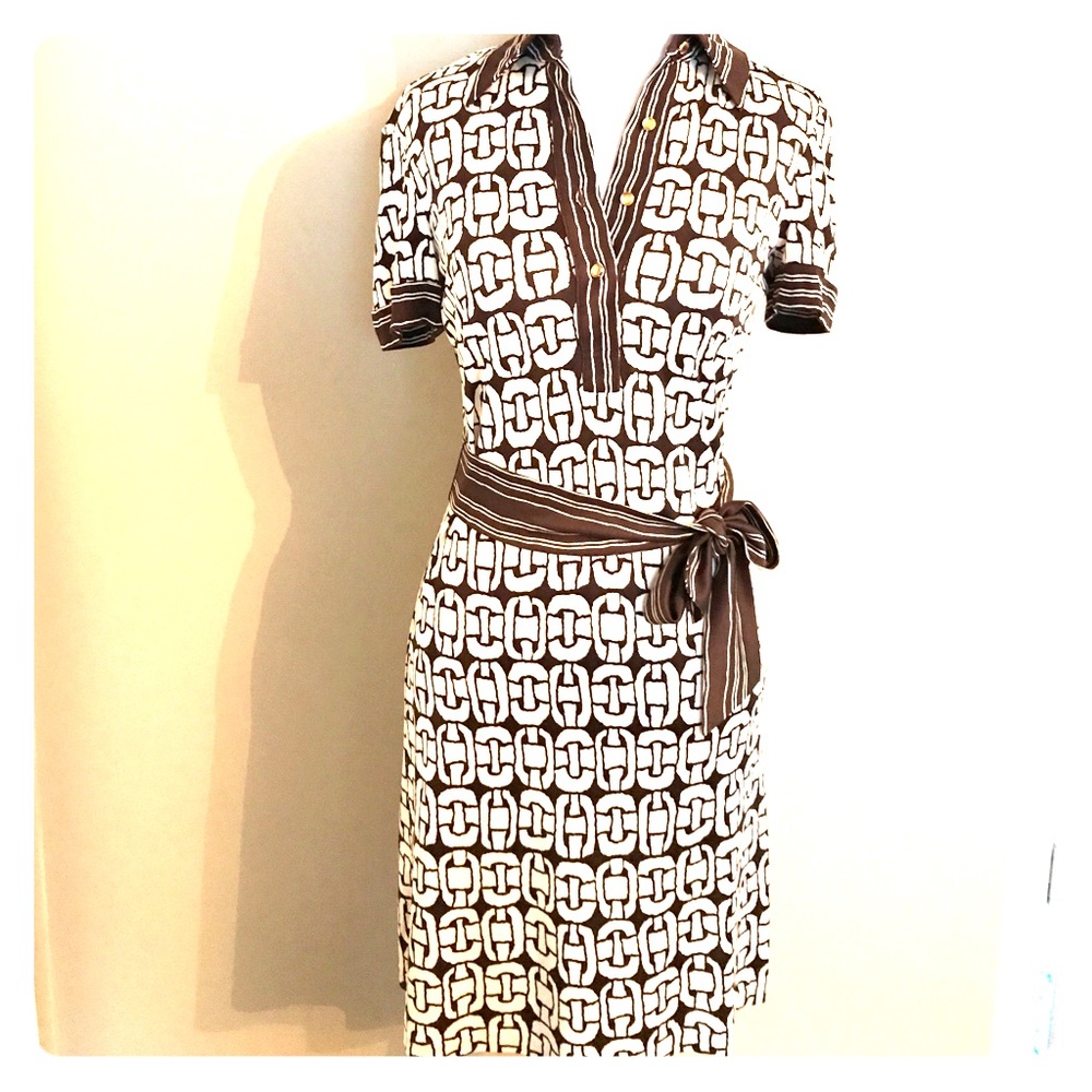 Trina Turk Brown / Cream Chain Link Dress size 2